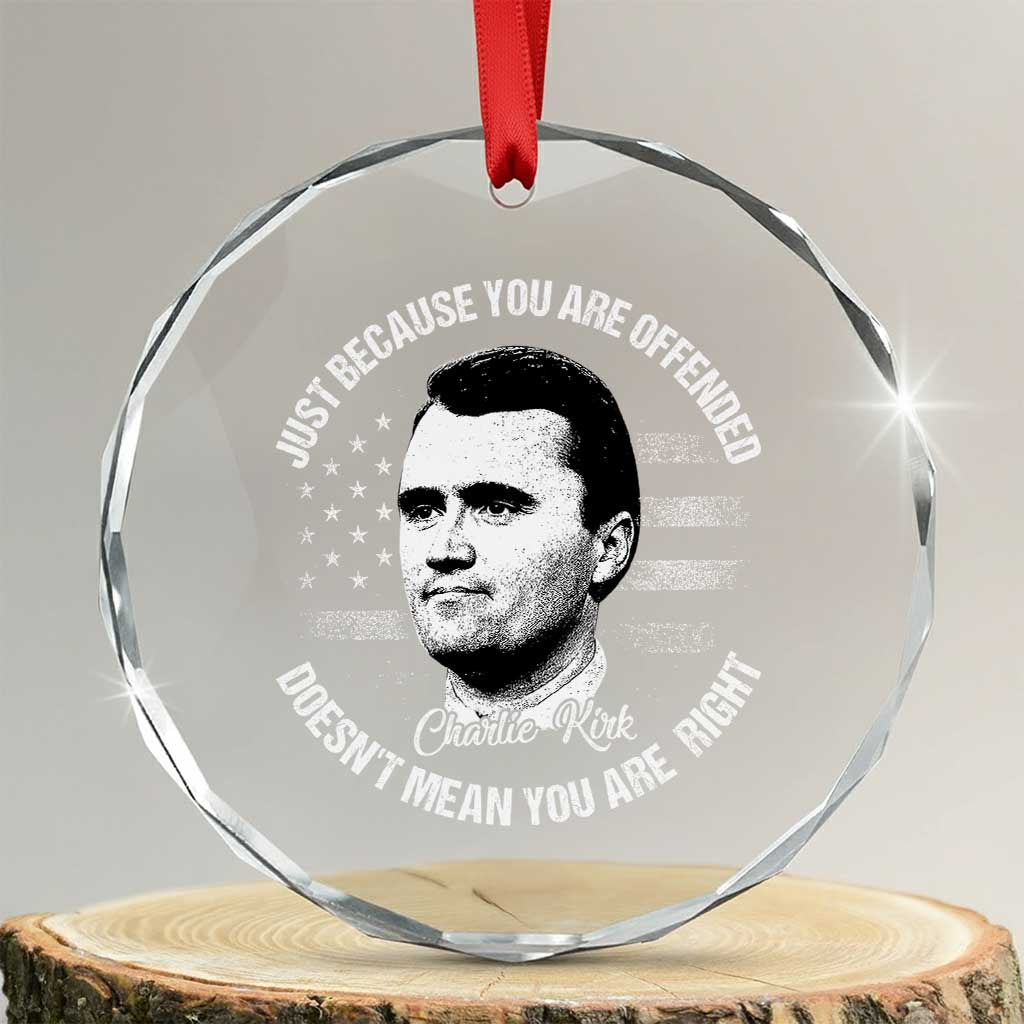 Charlie Kirk Crystal Glass Ornament Free Speech Retro USA Flag TS10 Transparent Glass 3'' Circle Print Your Wear