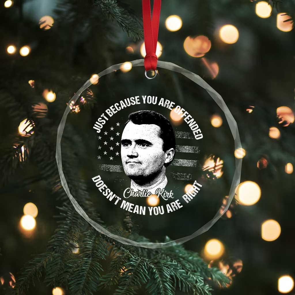 Charlie Kirk Crystal Glass Ornament Free Speech Retro USA Flag TS10 Print Your Wear