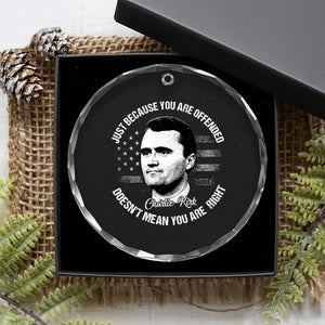 Charlie Kirk Crystal Glass Ornament Free Speech Retro USA Flag TS10 Print Your Wear