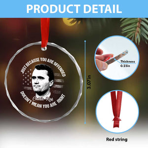 Charlie Kirk Crystal Glass Ornament Free Speech Retro USA Flag TS10 Print Your Wear