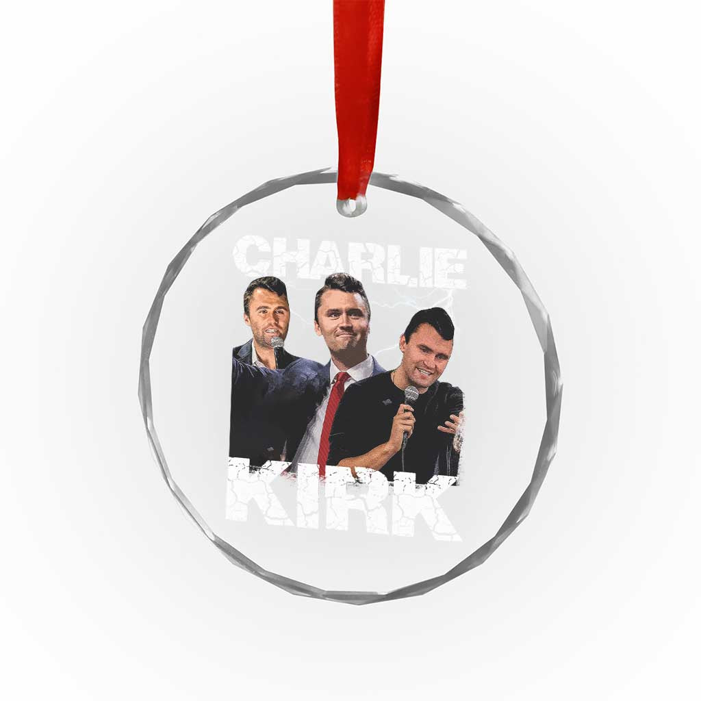 Charlie Kirk Crystal Glass Ornament Freedom Speech A True Patriot Tribute Bootleg TS10 Transparent Glass 3'' Circle Print Your Wear