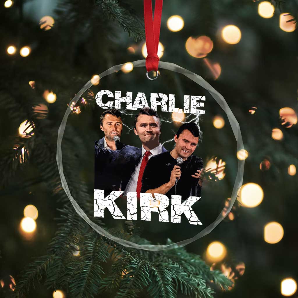 Charlie Kirk Crystal Glass Ornament Freedom Speech A True Patriot Tribute Bootleg TS10 Print Your Wear