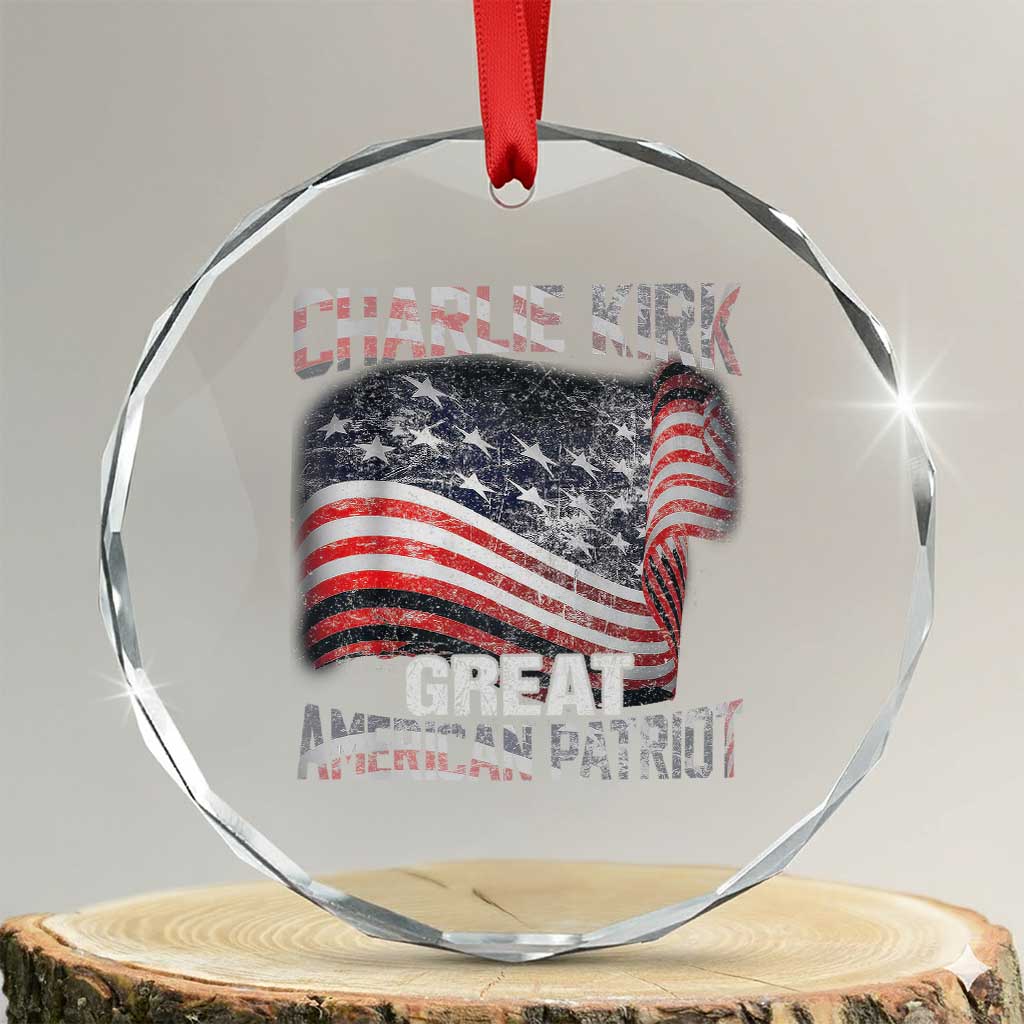 Charlie Kirk Crystal Glass Ornament Great American Patriot American Flag TS11 Transparent Glass 3'' Circle Print Your Wear