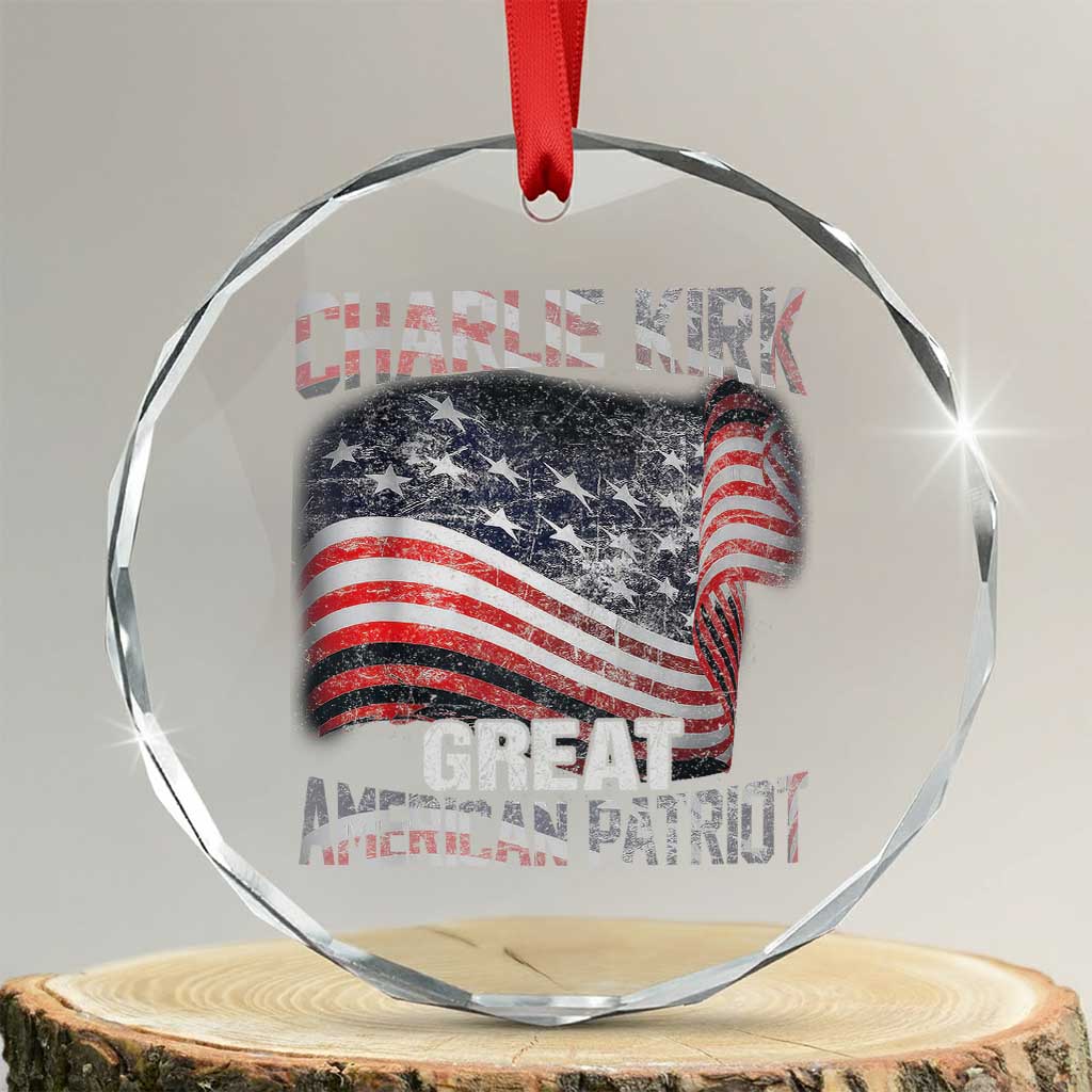 Charlie Kirk Crystal Glass Ornament Great American Patriot American Flag TS11 Transparent Glass 3'' Circle Print Your Wear