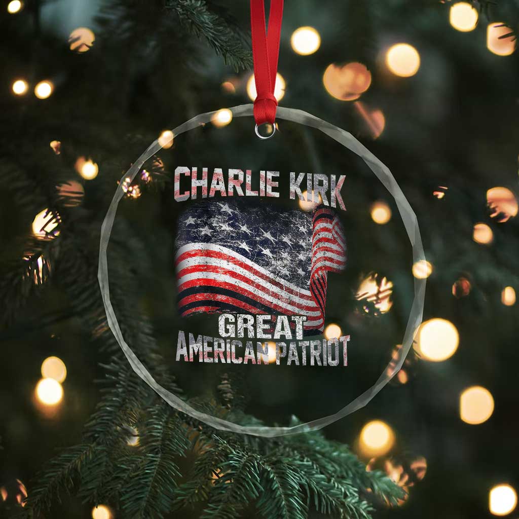 Charlie Kirk Crystal Glass Ornament Great American Patriot American Flag TS11 Print Your Wear