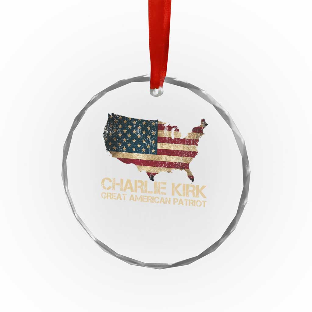 Charlie Kirk Crystal Glass Ornament Great American Patriot USA Flag TS10 Transparent Glass 3'' Circle Print Your Wear