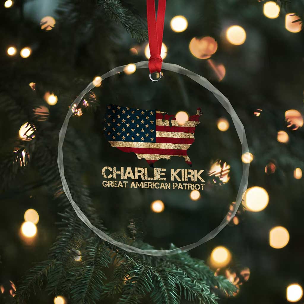 Charlie Kirk Crystal Glass Ornament Great American Patriot USA Flag TS10 Print Your Wear