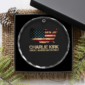 Charlie Kirk Crystal Glass Ornament Great American Patriot USA Flag TS10 Print Your Wear
