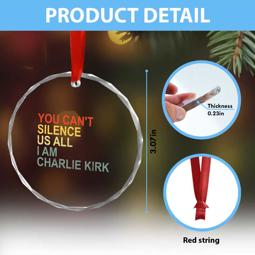 Charlie Kirk Crystal Glass Ornament Retro You Cant Silence Us All TS10 Print Your Wear