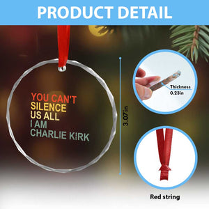 Charlie Kirk Crystal Glass Ornament Retro You Cant Silence Us All TS10 Print Your Wear