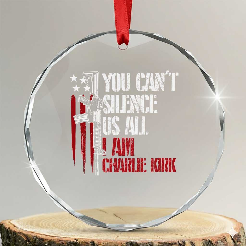 Charlie Kirk Crystal Glass Ornament You Cant Silence Us All USA Flag TS10 Transparent Glass 3'' Circle Print Your Wear