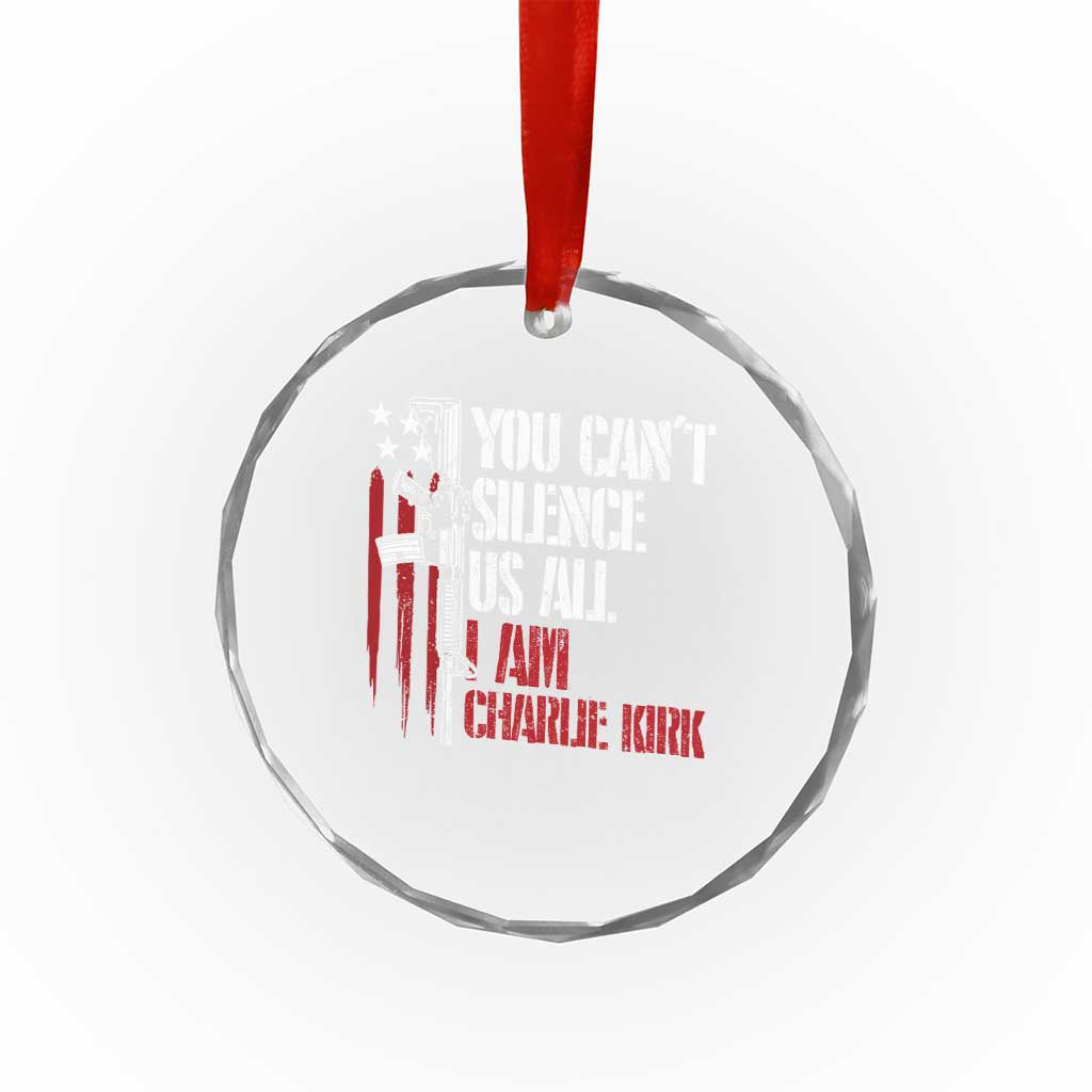 Charlie Kirk Crystal Glass Ornament You Cant Silence Us All USA Flag TS10 Print Your Wear