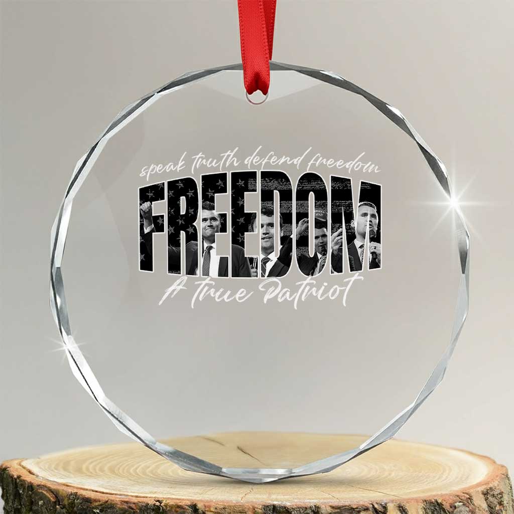 Charlie Kirk Freedom Crystal Glass Ornament A True Patriot Patriotic American TS10 Transparent Glass 3'' Circle Print Your Wear