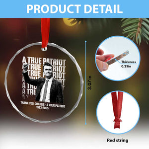 Charlie Kirk Freedom Crystal Glass Ornament Vintage A True Patriot Patriotic American TS10 Print Your Wear