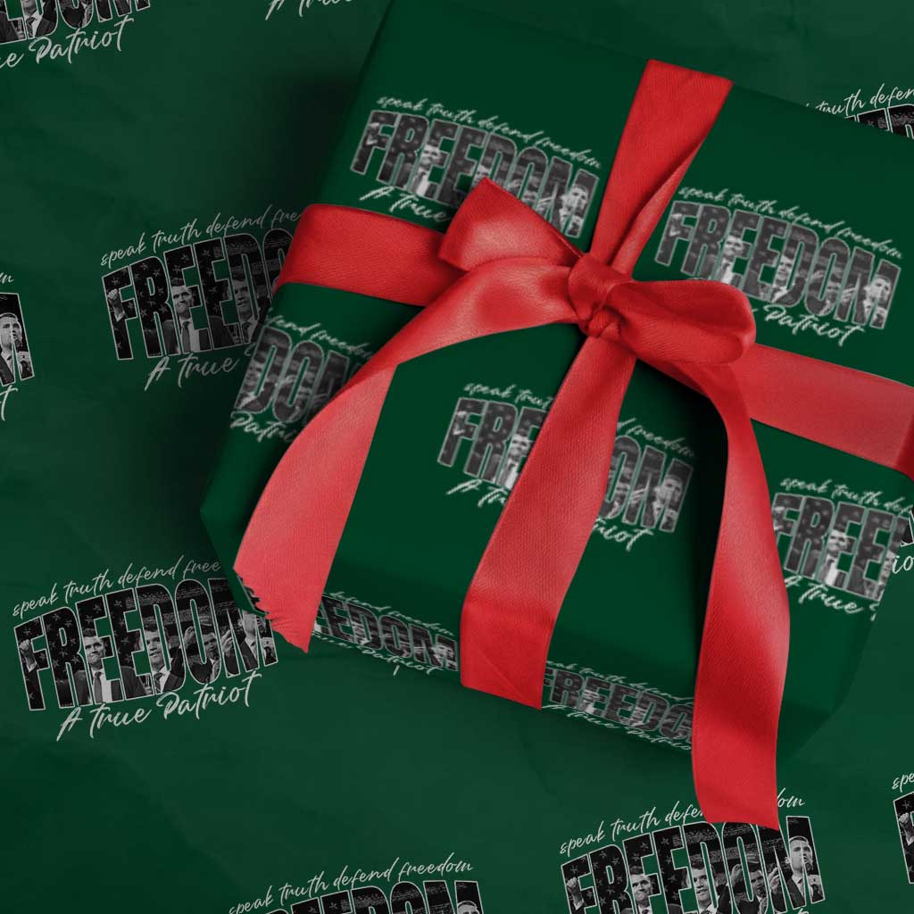 Charlie Kirk Freedom Wrapping Paper Roll A True Patriot Patriotic American TS10 Green Print Your Wear