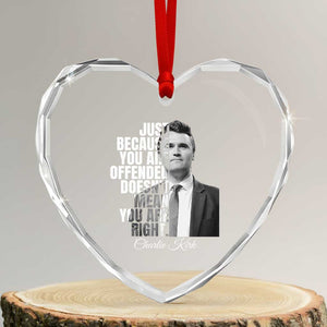 Charlie Kirk Heart Crystal Glass Ornament Free Speech Memorial Tribute TS10 Transparent Glass 3'' Heart Print Your Wear
