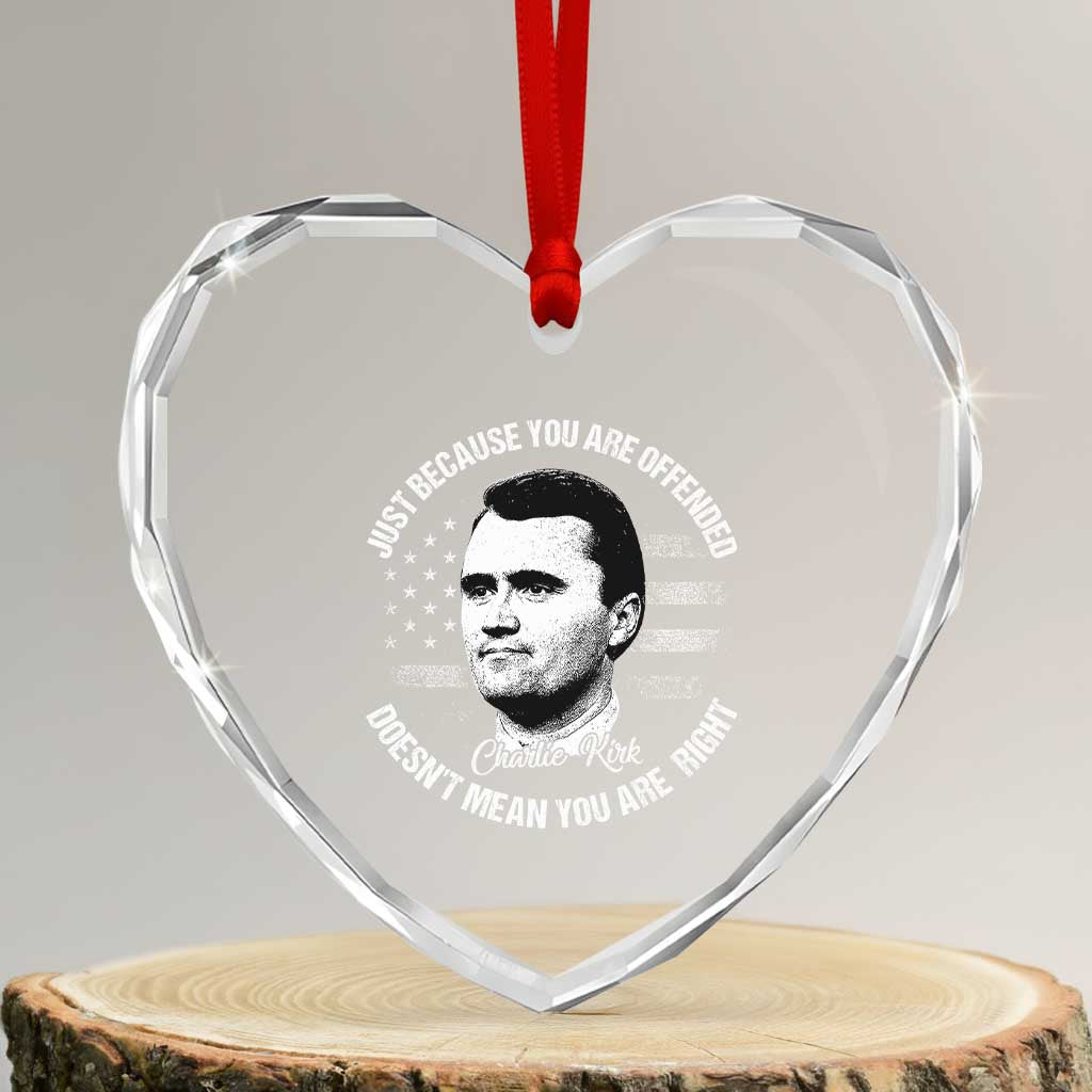 Charlie Kirk Heart Crystal Glass Ornament Free Speech Retro USA Flag TS10 Transparent Glass 3'' Heart Print Your Wear