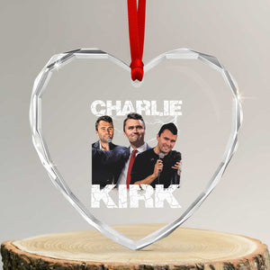 Charlie Kirk Heart Crystal Glass Ornament Freedom Speech A True Patriot Tribute Bootleg TS10 Transparent Glass 3'' Heart Print Your Wear