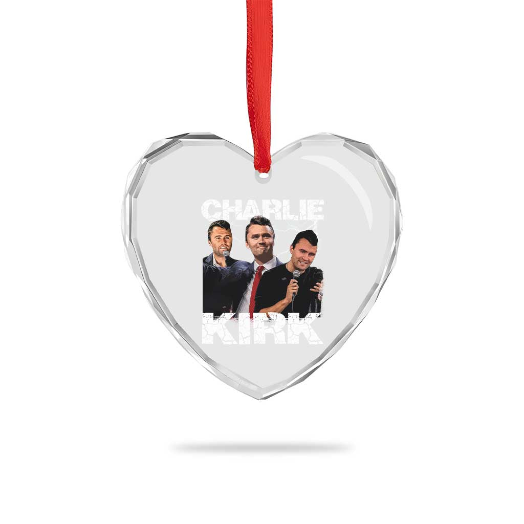 Charlie Kirk Heart Crystal Glass Ornament Freedom Speech A True Patriot Tribute Bootleg TS10 Print Your Wear