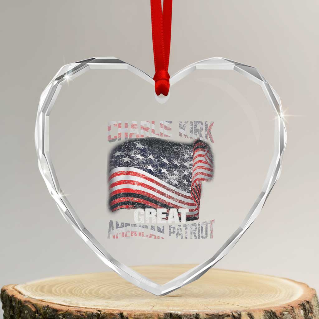 Charlie Kirk Heart Crystal Glass Ornament Great American Patriot American Flag TS11 Transparent Glass 3'' Heart Print Your Wear