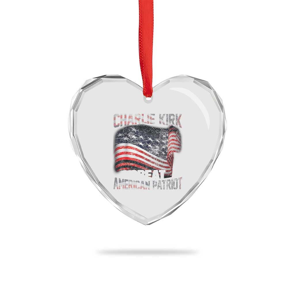 Charlie Kirk Heart Crystal Glass Ornament Great American Patriot American Flag TS11 Print Your Wear