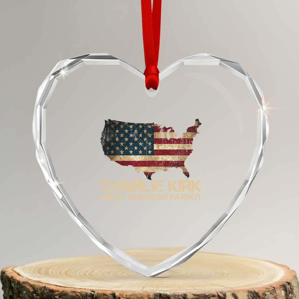 Charlie Kirk Heart Crystal Glass Ornament Great American Patriot USA Flag TS10 Transparent Glass 3'' Heart Print Your Wear