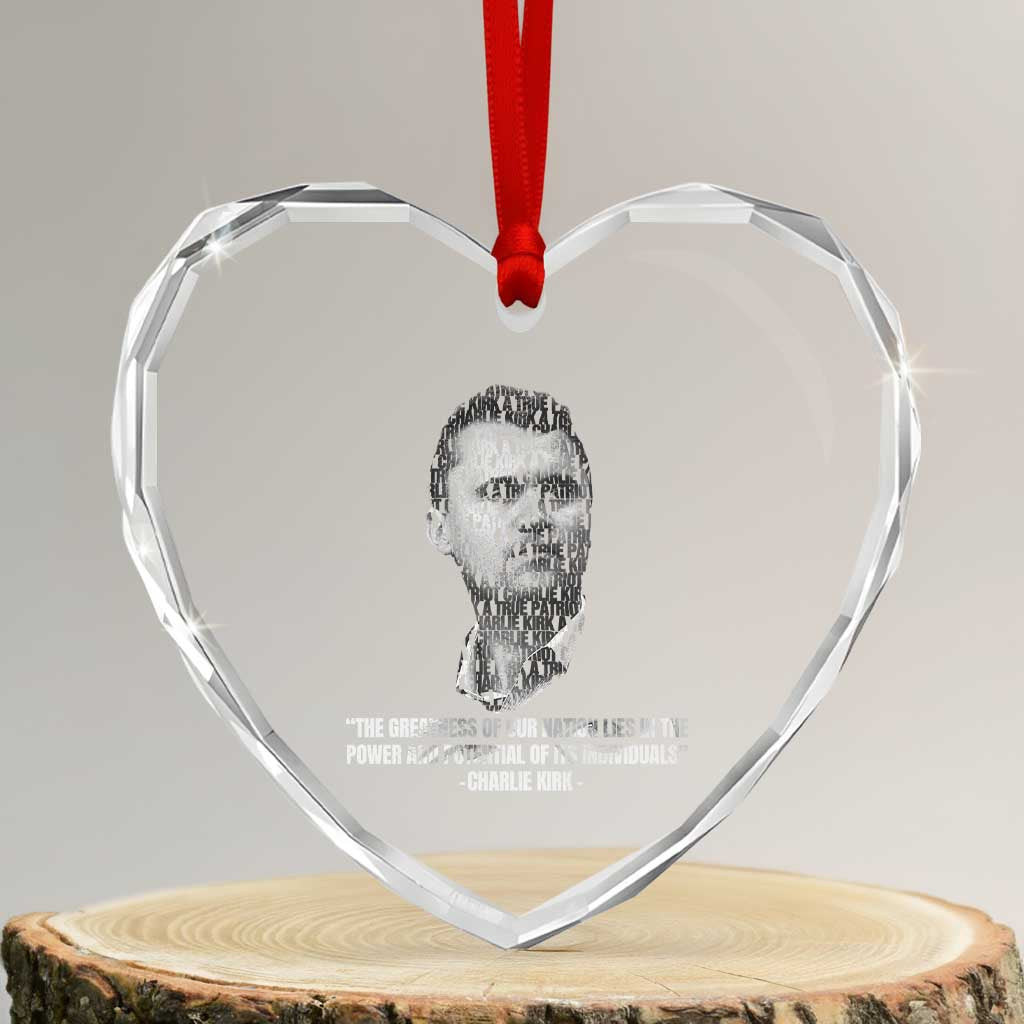 Charlie Kirk Legacy Heart Crystal Glass Ornament Greatness of Our Nation American True Patriot TS02 Transparent Glass 3'' Heart Print Your Wear