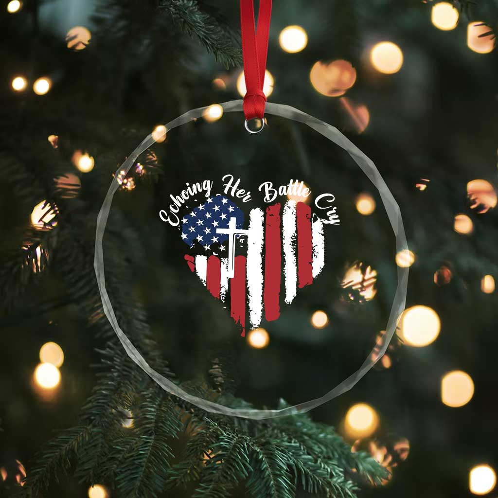 Charlie Kirk Memorial Crystal Glass Ornament Battle Cry Erika Kirk Christian USA Flag Cross TS10 Print Your Wear