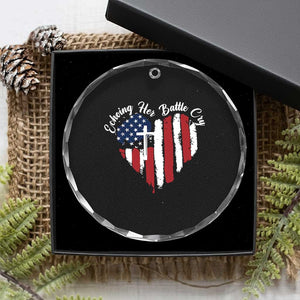 Charlie Kirk Memorial Crystal Glass Ornament Battle Cry Erika Kirk Christian USA Flag Cross TS10 Print Your Wear