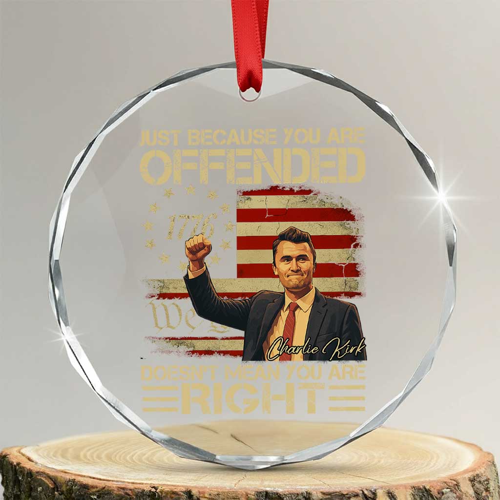 Charlie Kirk Memorial Crystal Glass Ornament Freedom Commemorative USA Flag Tribute TS10 Transparent Glass 3'' Circle Print Your Wear