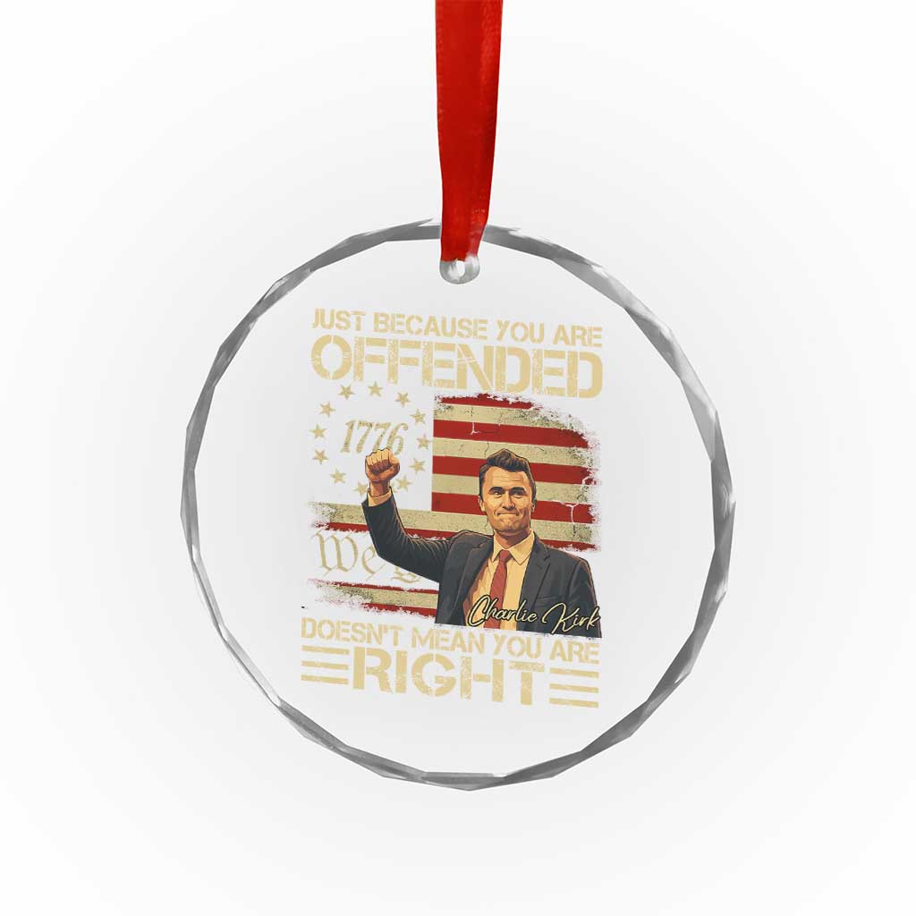Charlie Kirk Memorial Crystal Glass Ornament Freedom Commemorative USA Flag Tribute TS10 Transparent Glass 3'' Circle Print Your Wear