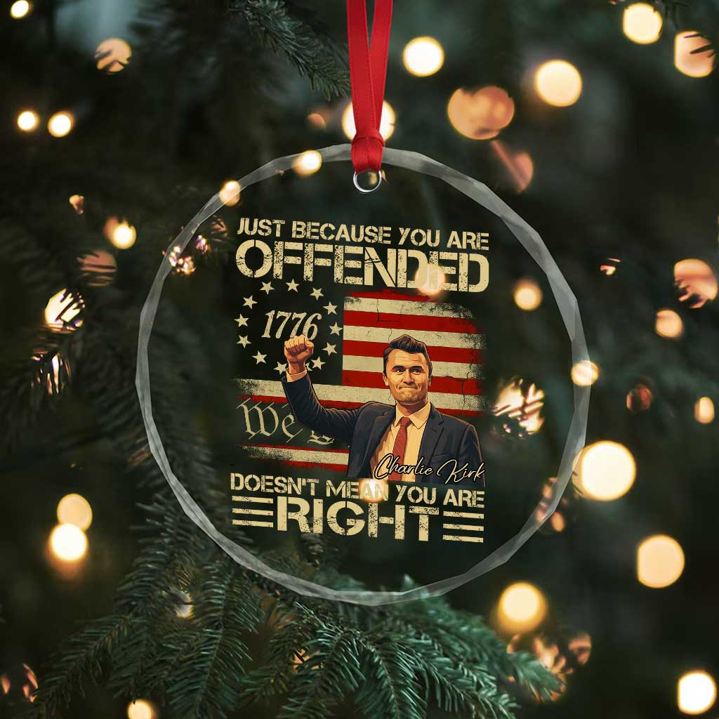 Charlie Kirk Memorial Crystal Glass Ornament Freedom Commemorative USA Flag Tribute TS10 Print Your Wear