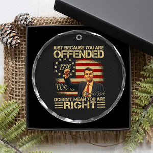 Charlie Kirk Memorial Crystal Glass Ornament Freedom Commemorative USA Flag Tribute TS10 Print Your Wear