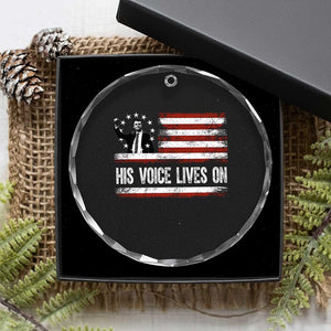 Charlie Kirk Memorial Crystal Glass Ornament His Voice Lives On Vintage Patriotic American Flag TS02 Print Your Wear