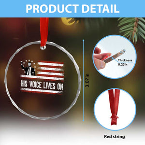 Charlie Kirk Memorial Crystal Glass Ornament His Voice Lives On Vintage Patriotic American Flag TS02 Print Your Wear