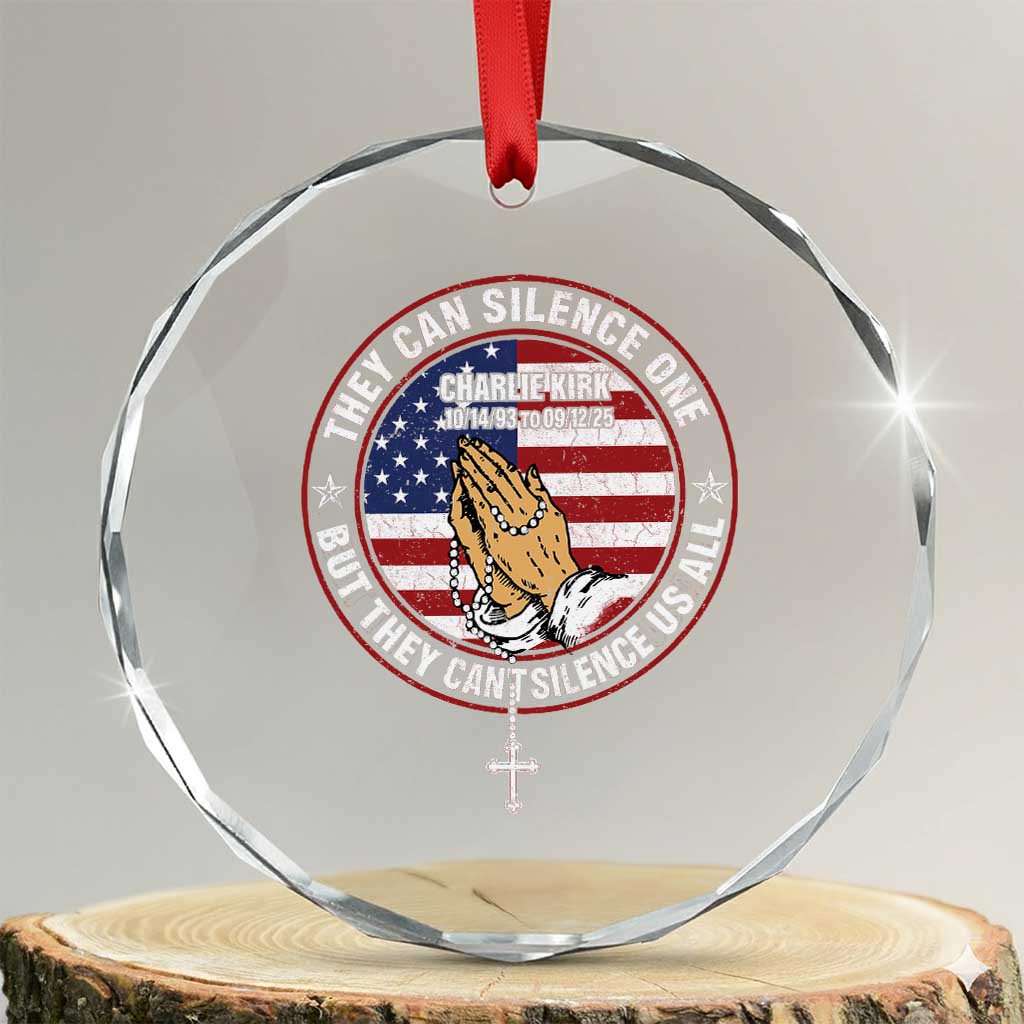 Charlie Kirk Memorial Crystal Glass Ornament Retro American Flag TS10 Transparent Glass 3'' Circle Print Your Wear