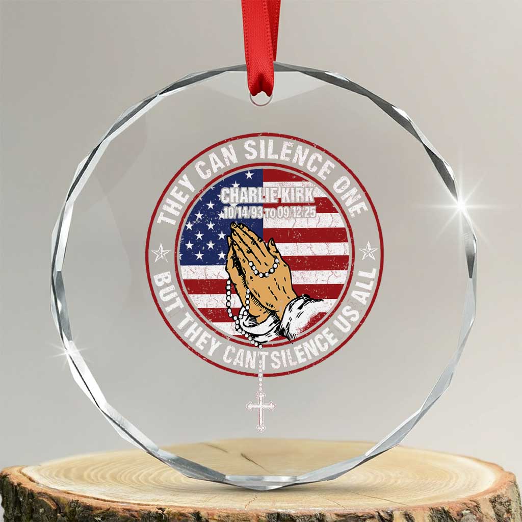 Charlie Kirk Memorial Crystal Glass Ornament Retro American Flag TS10 Transparent Glass 3'' Circle Print Your Wear