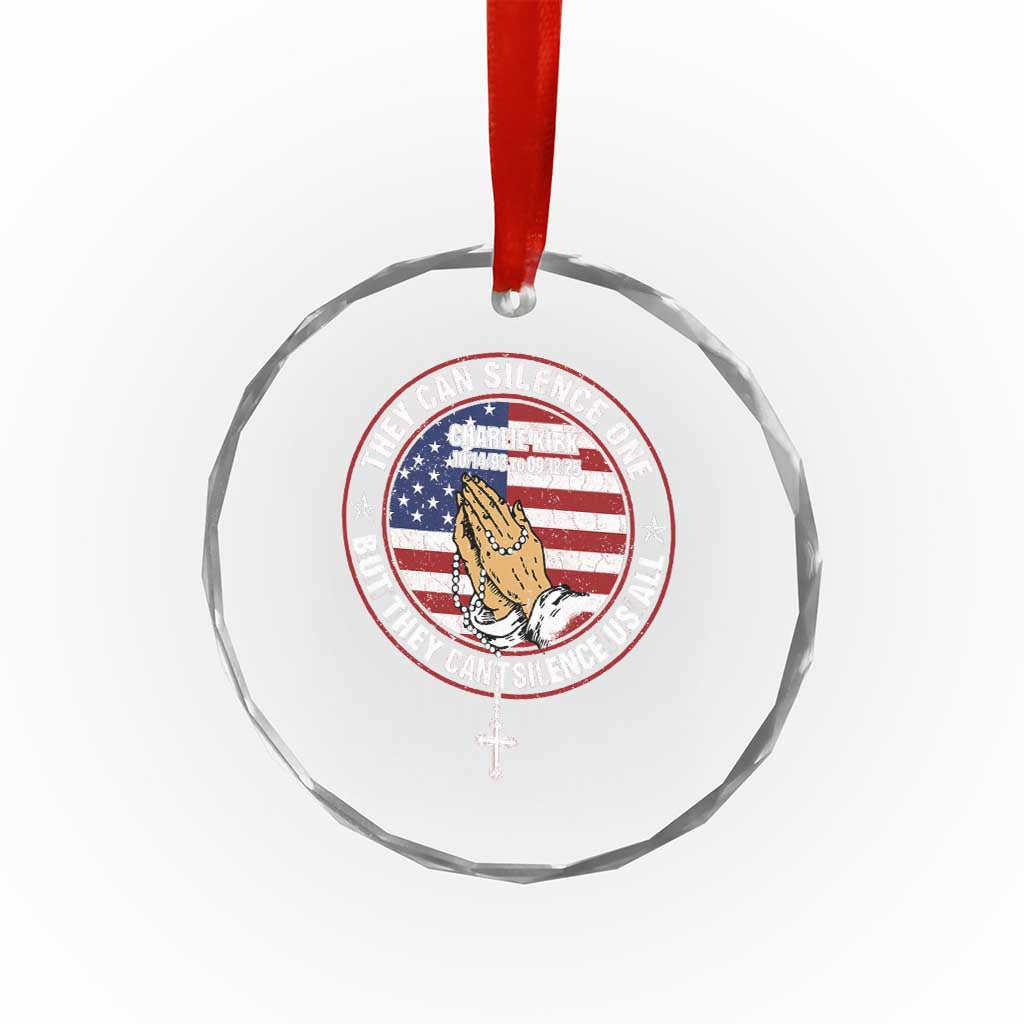 Charlie Kirk Memorial Crystal Glass Ornament Retro American Flag TS10 Transparent Glass 3'' Circle Print Your Wear