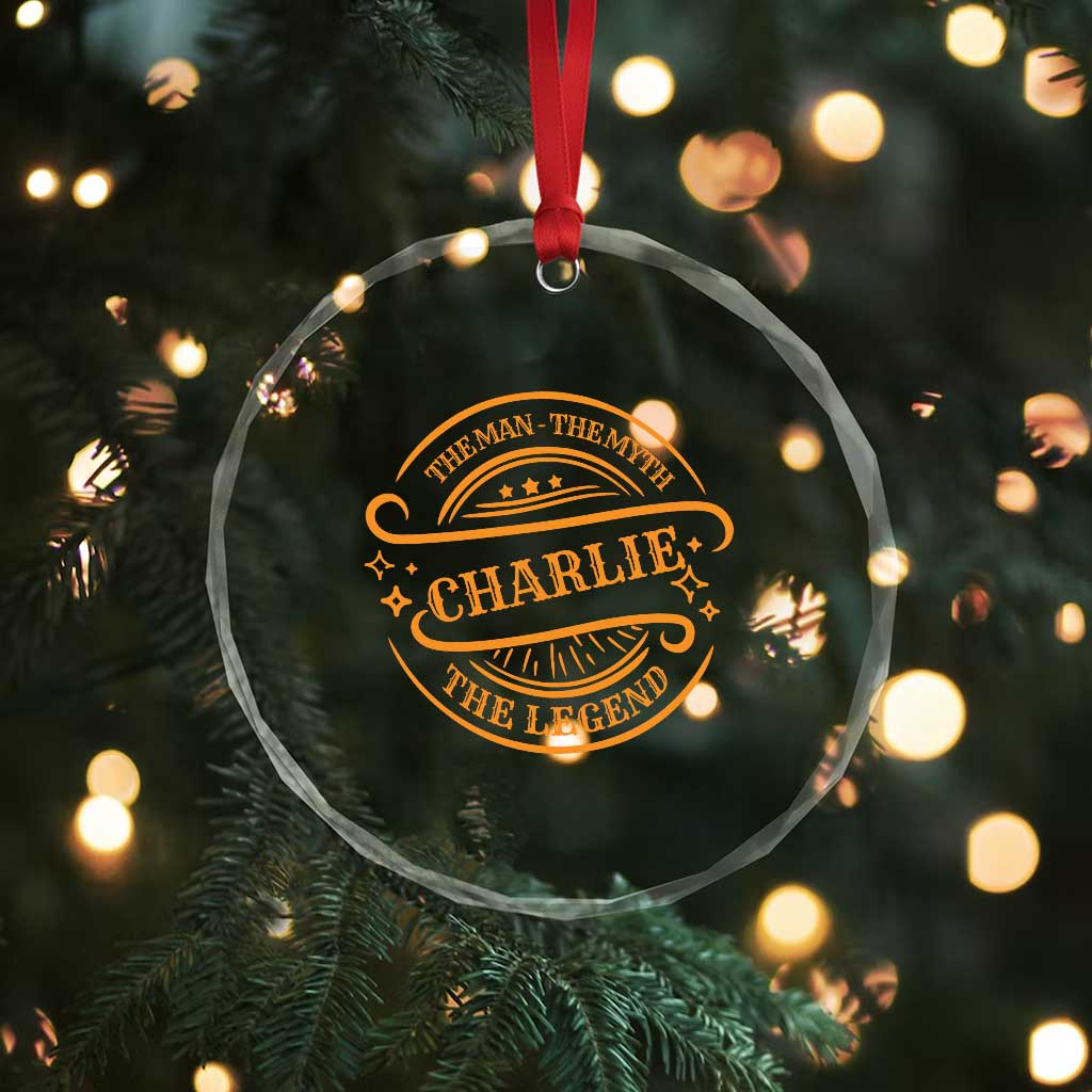Charlie Kirk Memorial Crystal Glass Ornament Vintage The Man The Myth The Legend TS10 Print Your Wear