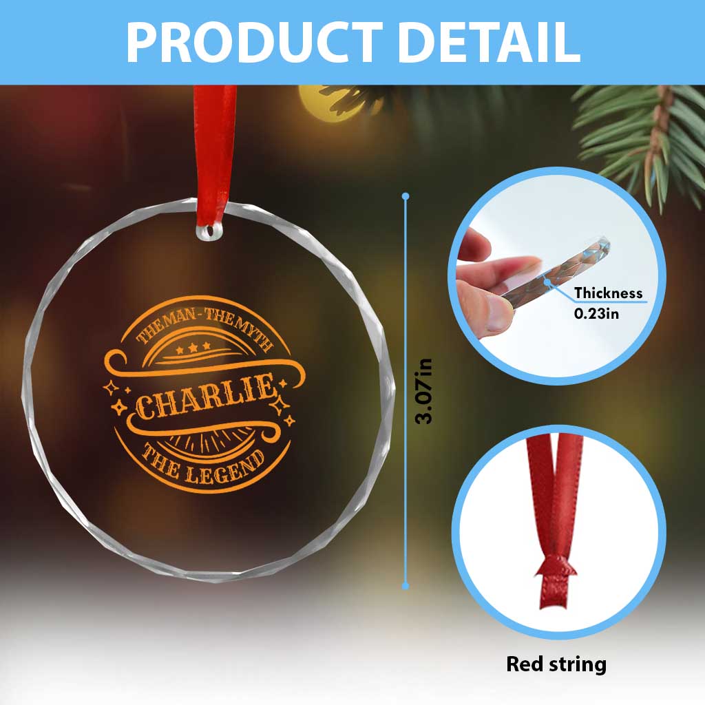 Charlie Kirk Memorial Crystal Glass Ornament Vintage The Man The Myth The Legend TS10 Print Your Wear