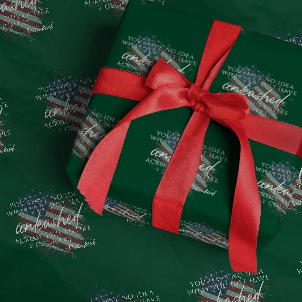 Charlie Kirk Memorial Wrapping Paper Roll Erika Kirk Quote Patriotism Faith Gods Merciful Love TS10 Green Print Your Wear