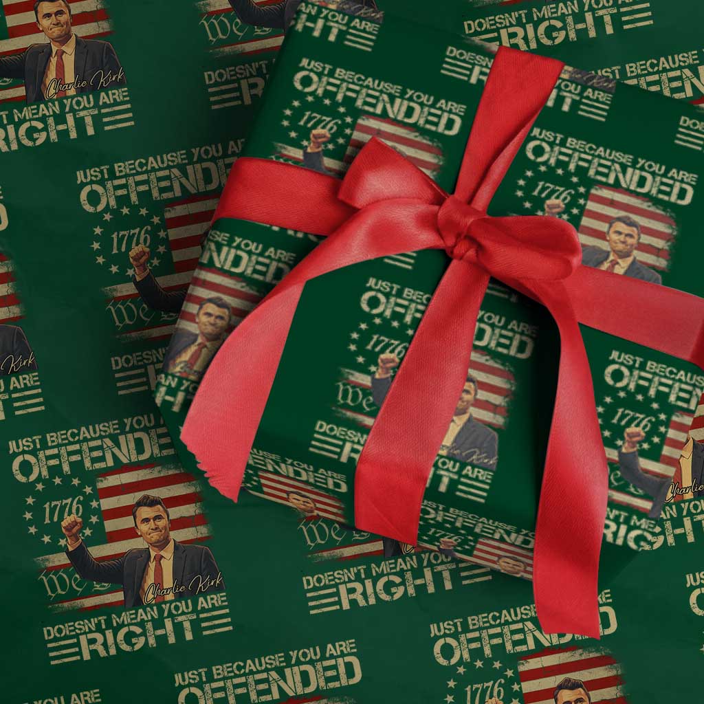 Charlie Kirk Memorial Wrapping Paper Roll Freedom Commemorative USA Flag Tribute TS10 Green Print Your Wear