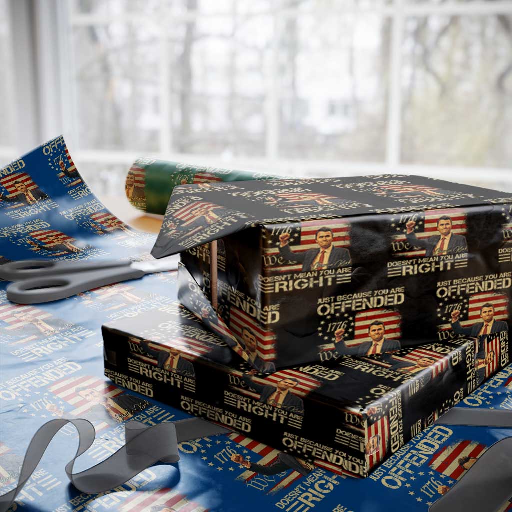 Charlie Kirk Memorial Wrapping Paper Roll Freedom Commemorative USA Flag Tribute TS10 Black Print Your Wear