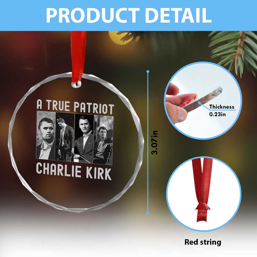 Charlie Kirk Tribute Crystal Glass Ornament A True Patriot Conservative Memorial TS02 Print Your Wear