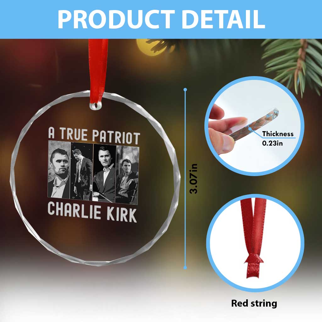 Charlie Kirk Tribute Crystal Glass Ornament A True Patriot Conservative Memorial TS02 Print Your Wear