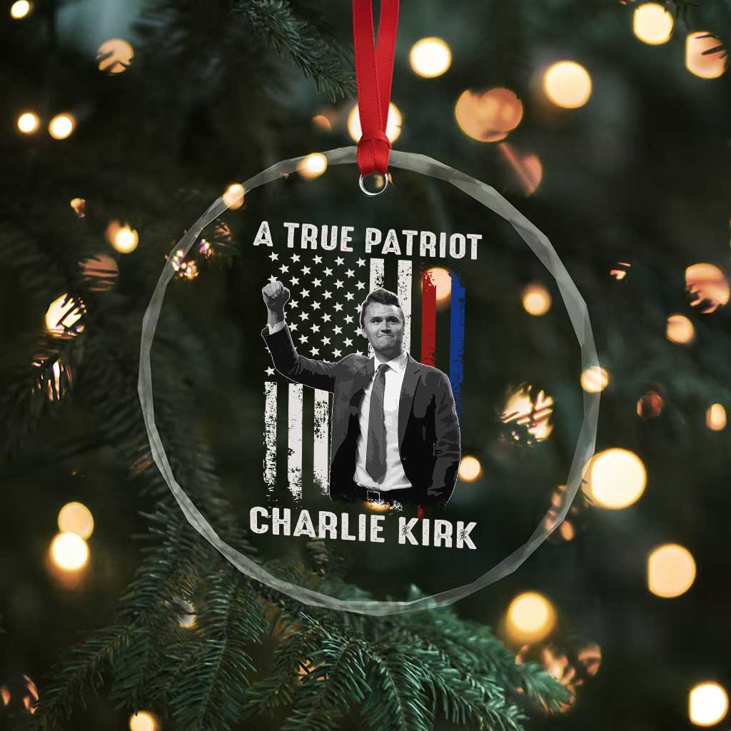 Charlie Kirk Tribute Crystal Glass Ornament A True Patriot Freedom American Flag TS02 Print Your Wear
