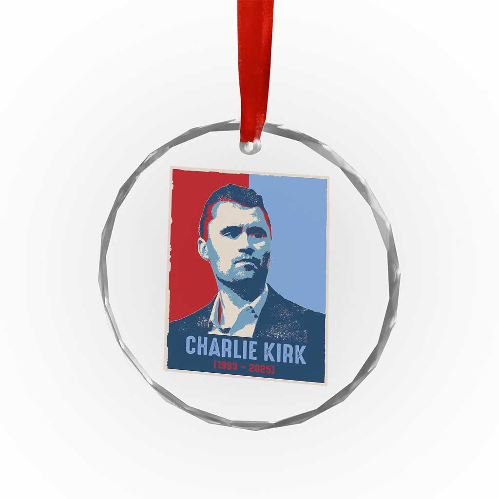 Charlie Kirk Tribute Crystal Glass Ornament Freedom Hope Memorial 1993 2025 TS02 Transparent Glass 3'' Circle Print Your Wear