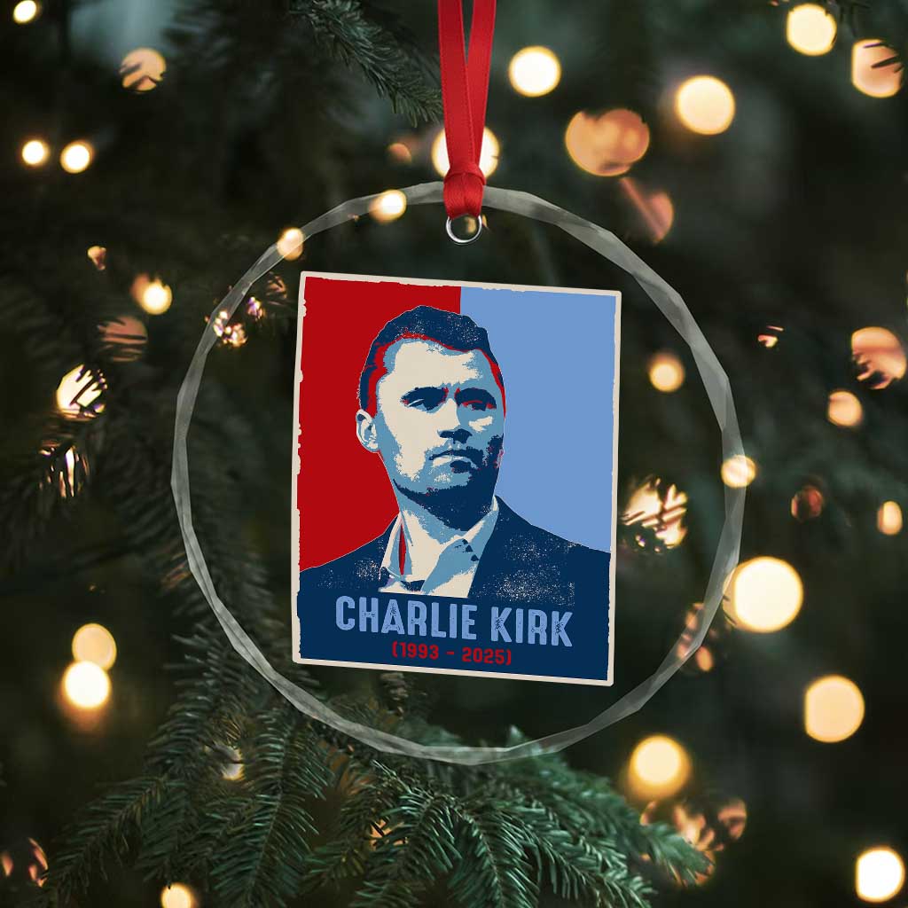 Charlie Kirk Tribute Crystal Glass Ornament Freedom Hope Memorial 1993 2025 TS02 Print Your Wear