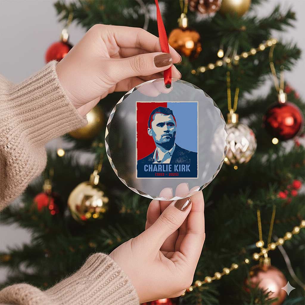 Charlie Kirk Tribute Crystal Glass Ornament Freedom Hope Memorial 1993 2025 TS02 Print Your Wear