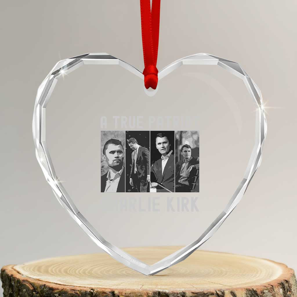 Charlie Kirk Tribute Heart Crystal Glass Ornament A True Patriot Conservative Memorial TS02 Transparent Glass 3'' Heart Print Your Wear